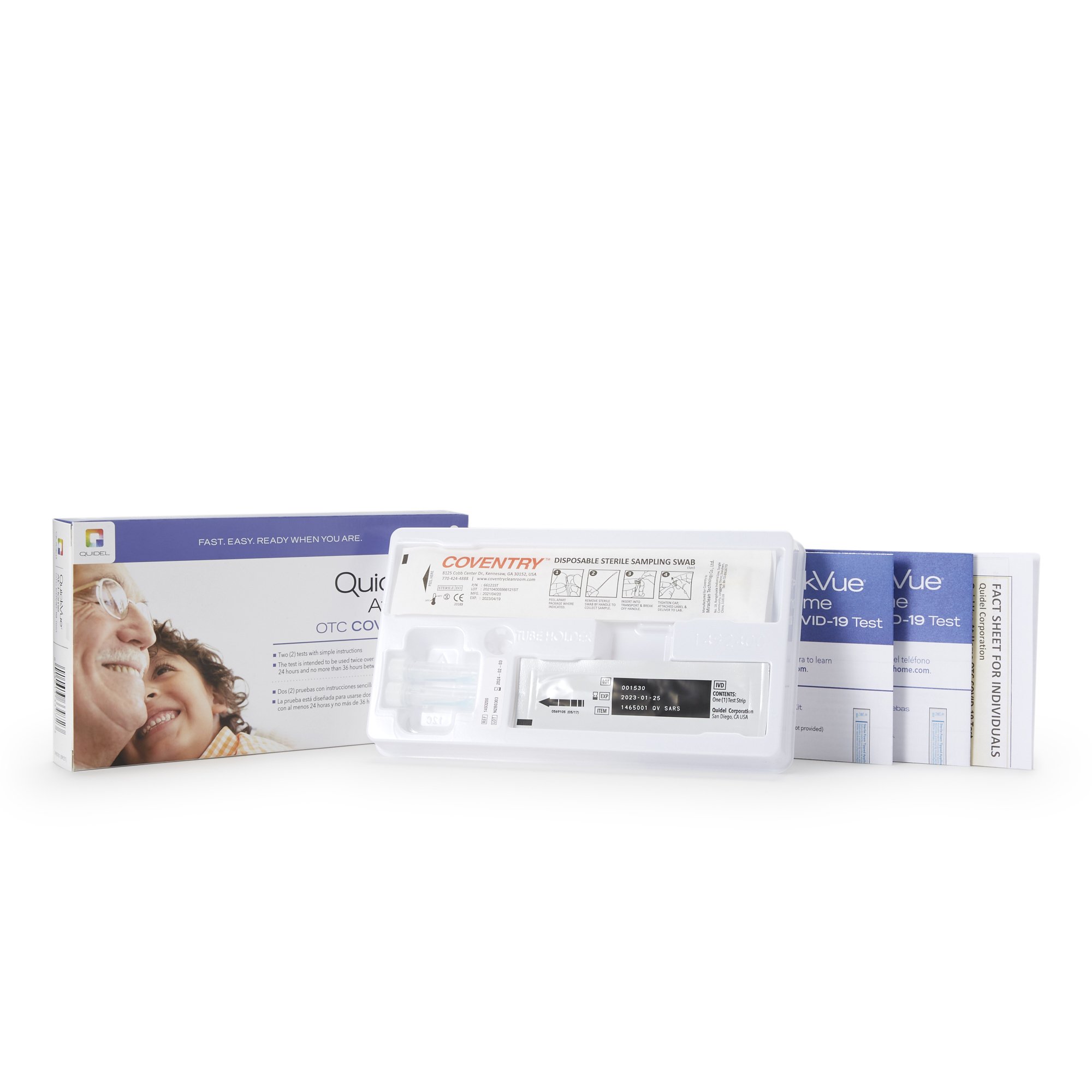 Test Kit Rapid QuickVue® At-Home OTC COVID-19 Test Nasal (NS) Swab Sample 2 Tests (2/KT) by Quidel Corporation  ID 20402